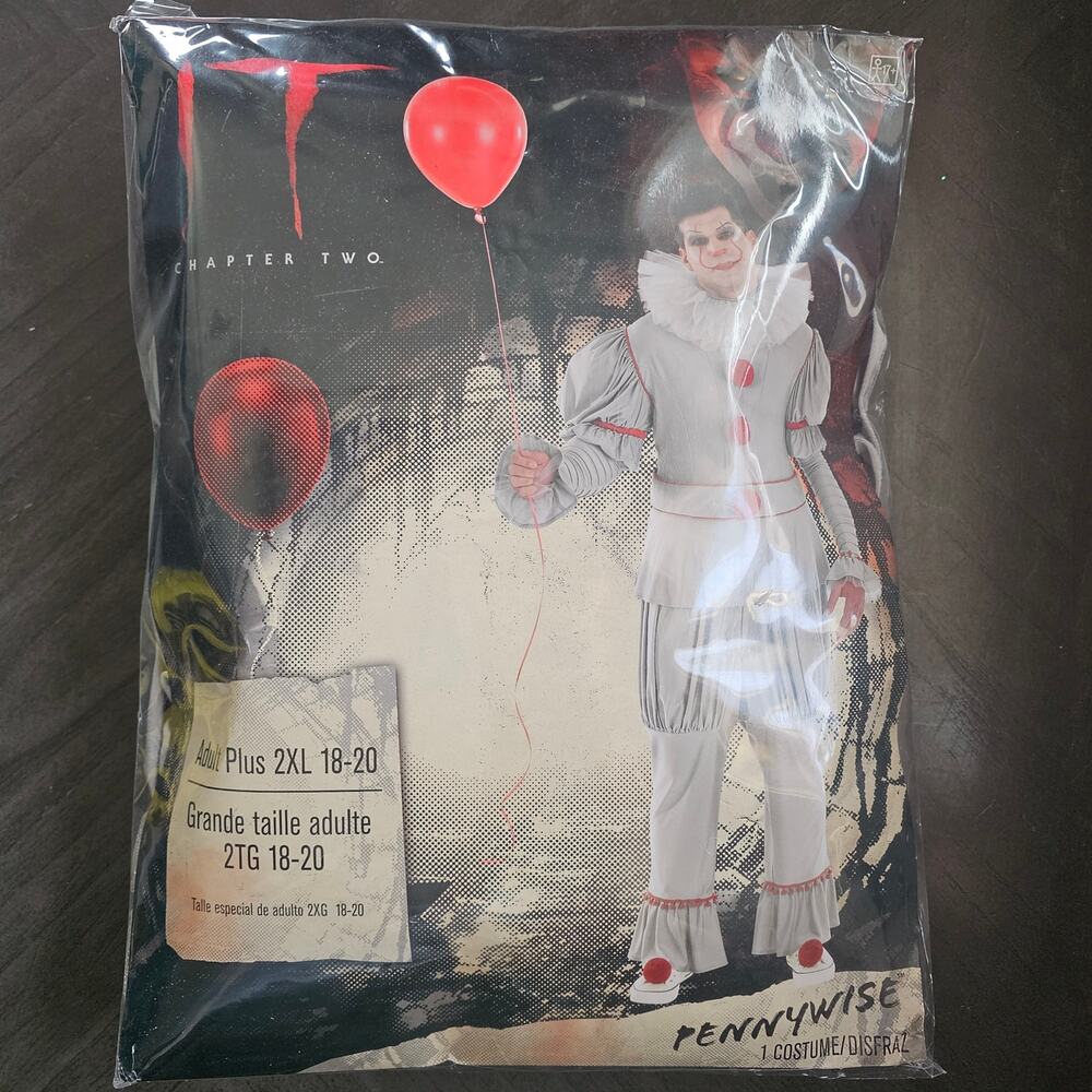 NEW IT Chapter 2 Movie Horror Pennywise Clown Costume Men’s Adult Plus 2XL 18-20